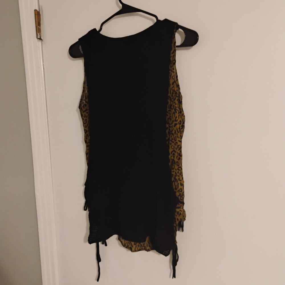Scotch And Soda Faux Layered Knit Animal Print Sleeveless Top Sz Small
